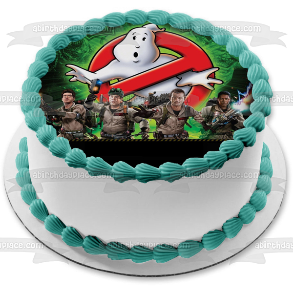 Ghostbusters Logo Egon Peter Winston Ray Stay Puft Slimer and the Stay Puft Ghost Edible Cake Topper Image ABPID03679