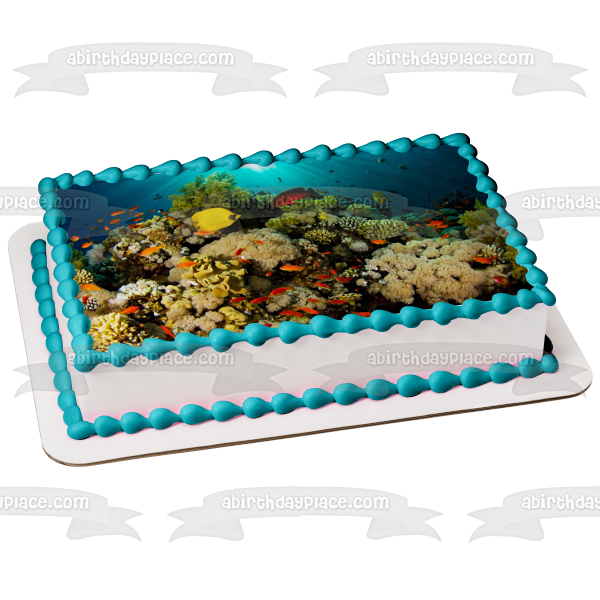 Ocean Life Scenery Fish Coral Edible Cake Topper Image ABPID52521