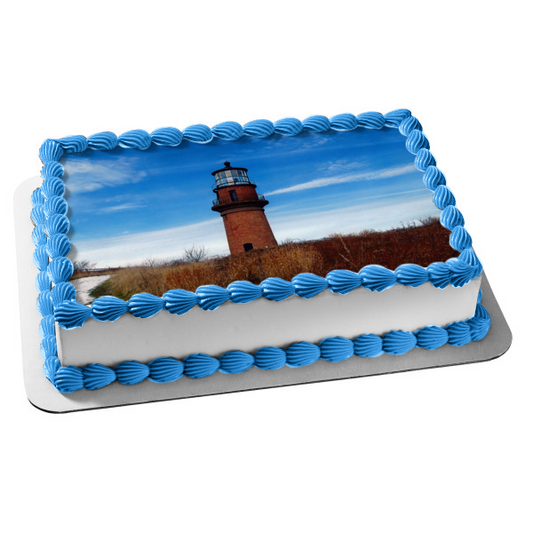 Gay Head Light Lighthouse Martha's Vineyard Edible Cake Topper Image ABPID52523