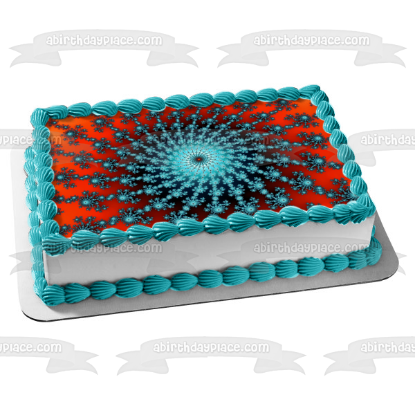 Spiral Pattern Blue and Orange Edible Cake Topper Image ABPID52526