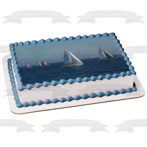 Sailboats Ocean Bound Edible Cake Topper Image ABPID52534
