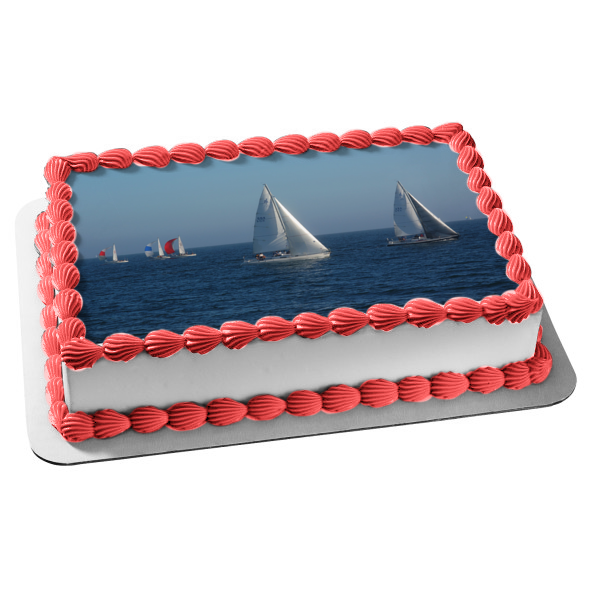 Sailboats Ocean Bound Edible Cake Topper Image ABPID52534