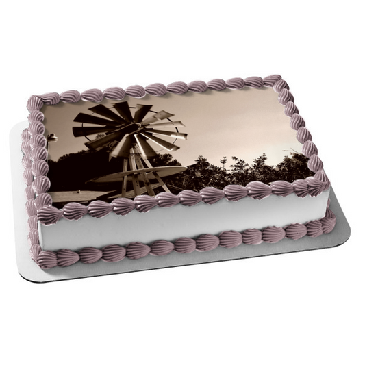 Farm Windmill Edible Cake Topper Image ABPID52554