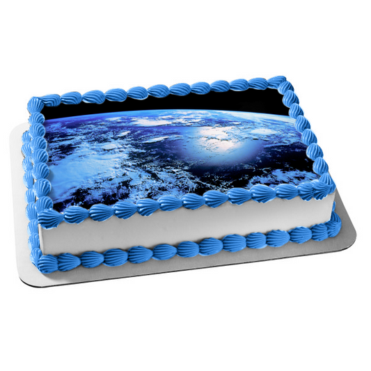 Earth View from Outer Space Edible Cake Topper Image ABPID52562
