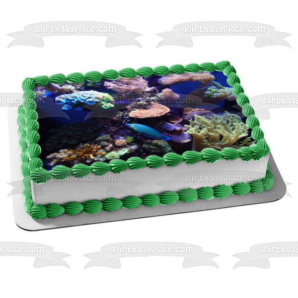 Ocean Scape Coral Edible Cake Topper Image ABPID52590