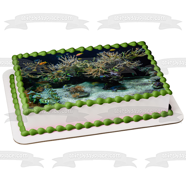 Ocean Life Fish Coral Edible Cake Topper Image ABPID52610