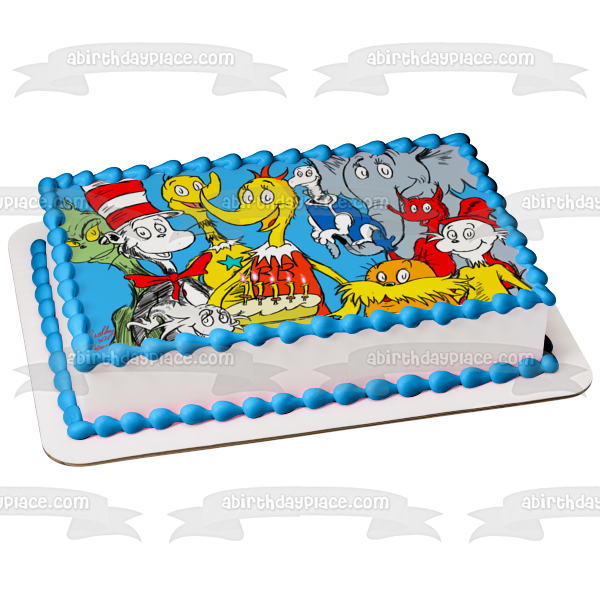 Dr. Seuss Horton Hears a Who The Cat in the Hat the Lorax and a Cake Edible Cake Topper Image ABPID07288