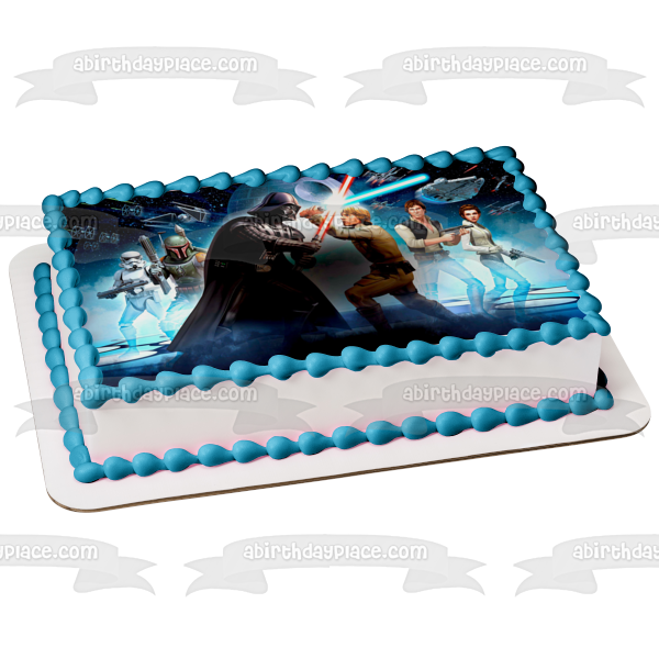 Star Wars Darth Vader Fighting Luke Skywalker and Han Solo Edible Cake Topper Image ABPID04186
