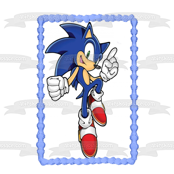 Sonic the Hedgehog with a  White Background Edible Cake Topper Image ABPID06459