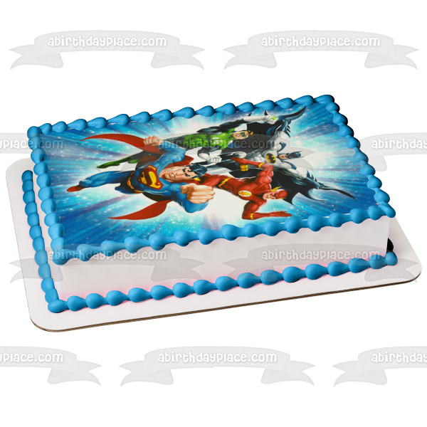 Justice League Superman Batman Green Lantern and the Flash Edible Cake Topper Image ABPID08125