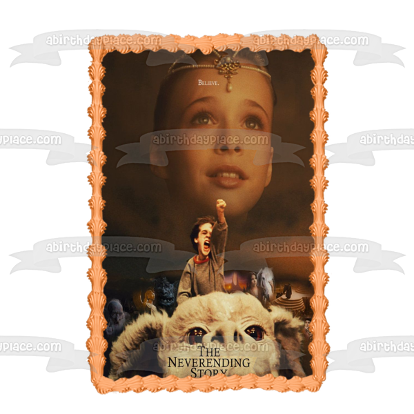The Neverending Story Movie Poster Bastian Falcor the Childlike Empress Edible Cake Topper Image ABPID52423
