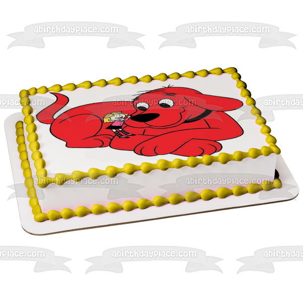 Clifford the Big Red Dog and Emily Cuddling Edible Cake Topper Image ABPID01763