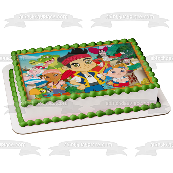 Jake and the Never Land Pirates Izzy Cubby Skully Captain Hook Edible Cake Topper Image ABPID05153