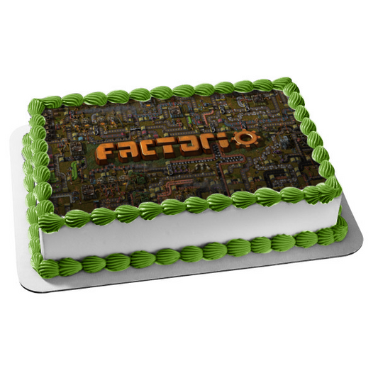 Factorio Title PC Game Building Crafting Logo Edible Cake Topper Image ABPID52628