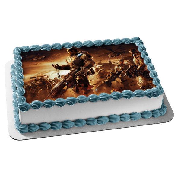 Gears of War Sci-Fi Shooter FPS Gaming Marcus Fenix Characters Edible Cake Topper Image ABPID52645