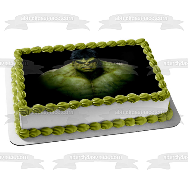 The Incredible Hulk Angry with a  Black Background Edible Cake Topper Image ABPID05997
