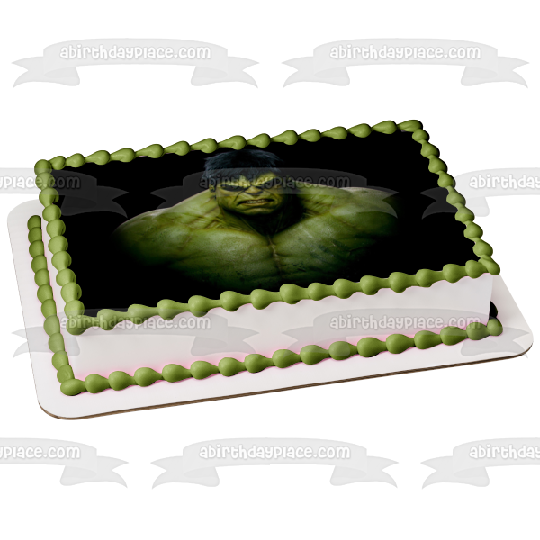 The Incredible Hulk Angry with a  Black Background Edible Cake Topper Image ABPID05997