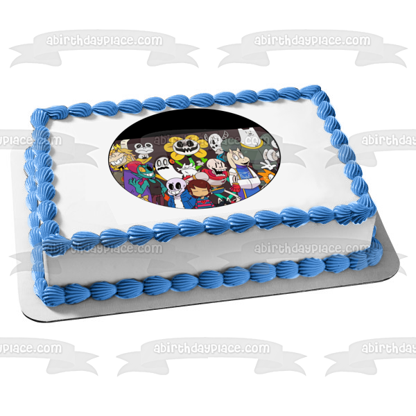 Undertale No Vacation Time Sans Pacifist Edible Cake Topper Image ABPID00846