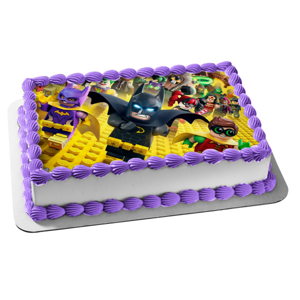 The LEGO Batman Movie Robin Batwoman the Joker Harley Quinn Edible Cake Topper Image ABPID00882