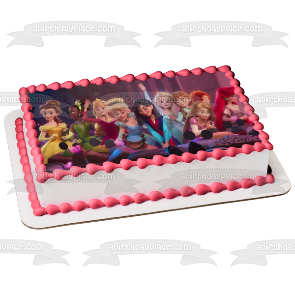 Wreck-It Ralph Princesses Belle Tiana Mulan Elsa and Anna Edible Cake Topper Image ABPID00931