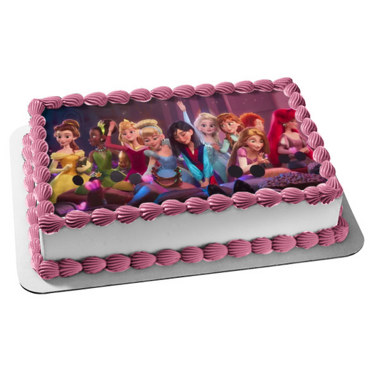 Wreck-It Ralph Princesas Bella Tiana Mulan Elsa y Anna Adorno comestible para tarta Imagen ABPID00931 