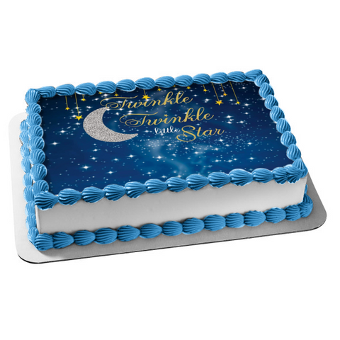 Twinkle Twinkle Little Star Moon Stars Night Sky Edible Cake Topper Image ABPID00934