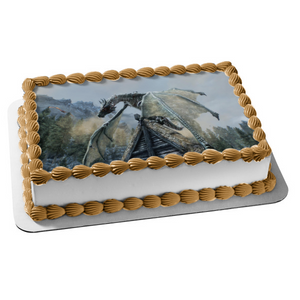 Skyrim Elder Scrolls Dragon Bethesda RPG Gaming Edible Cake Topper Image ABPID52662