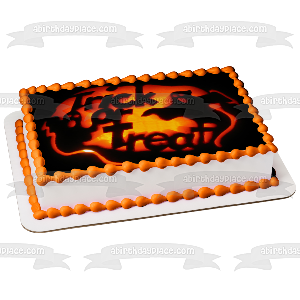 Trick or Treat Ghosts Carving Happy Halloween Edible Cake Topper Image ABPID52676