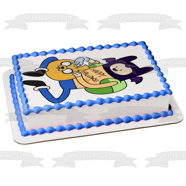 Adventure Time Happy Halloween Finn Jake Trick or Treat Edible Cake Topper Image ABPID52693