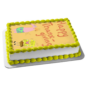 SpongeBob SquarePants Happy Thanx-Giving Patrick Eating Turkey Edible Cake Topper Image ABPID52727
