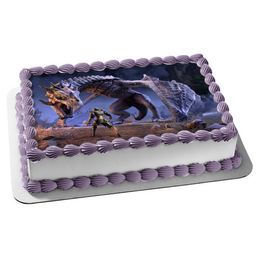 Elder Scrolls Skyrim Dragon Gaming RPG Bethesda Edible Cake Topper Image ABPID52665