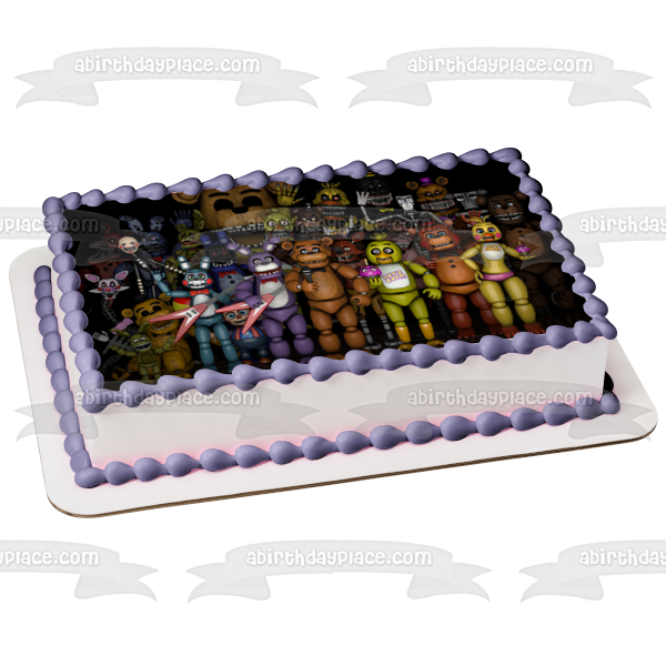Five Nights at Freedy's Storia Bonnie Chica Bonnie Toy Chica and Lefty Edible Cake Topper Image ABPID03598