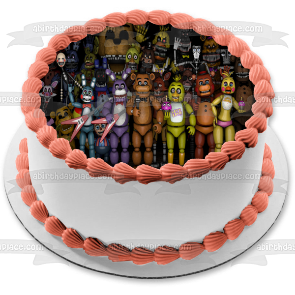 Five Nights at Freedy's Storia Bonnie Chica Bonnie Toy Chica and Lefty Edible Cake Topper Image ABPID03598