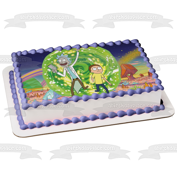 Rick and Morty Rick Sanchez and Morty Smith Rocket League Edible Cake Topper Image ABPID05084