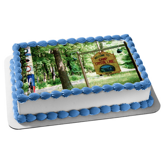Friday the 13th Jason Halloween Scary Camp Crystal Lake Edible Cake Topper Image ABPID52749