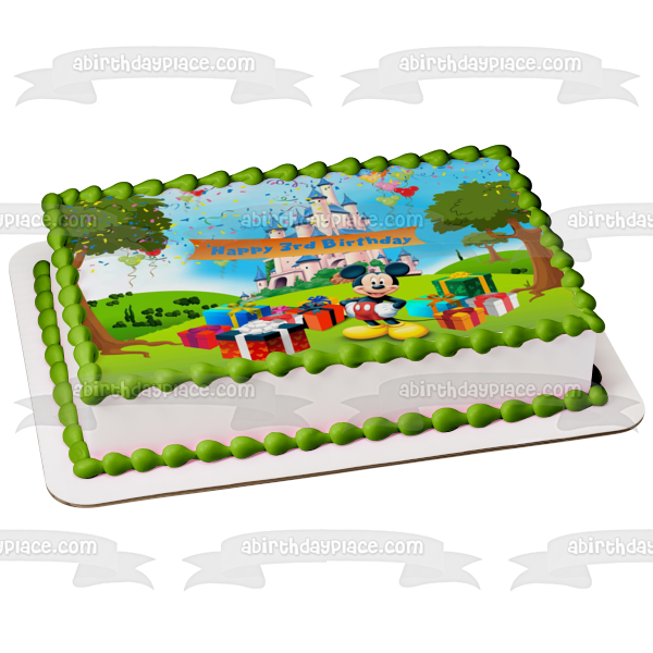 Mickey Mouse Happy 3rd Birthday Edible Cake Topper Image ABPID04941