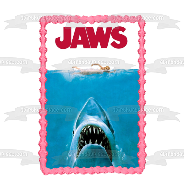 Jaws Movie Poster Classic Horror Film Shark Edible Cake Topper Image A ...