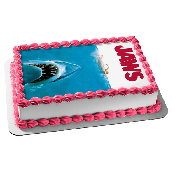 Jaws Movie Poster Classic Horror Film Shark Edible Cake Topper Image ABPID52788