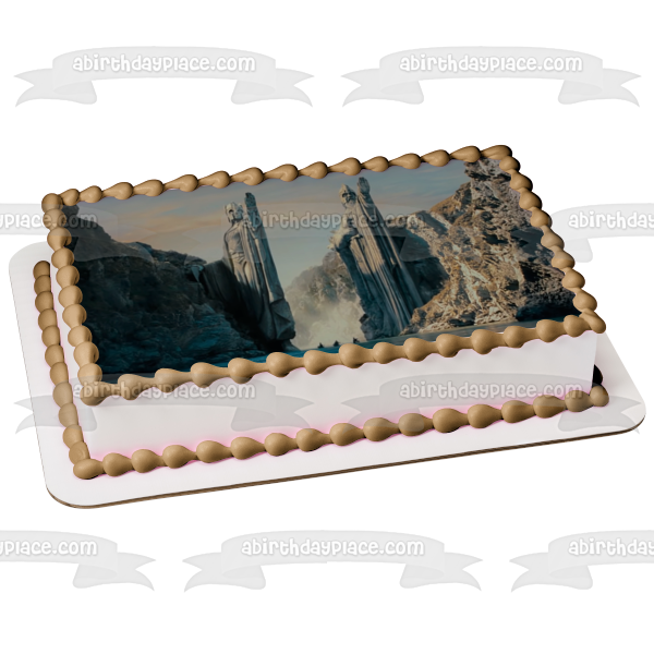 Imagen comestible para tarta con diseño de El Señor de los Anillos, Puerta de Argonath, película de fantasía, ABPID52865 
