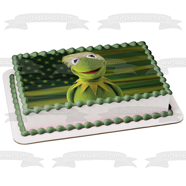 Kermit the Frog Donald Trump American Flag Edible Cake Topper Image ABPID52905
