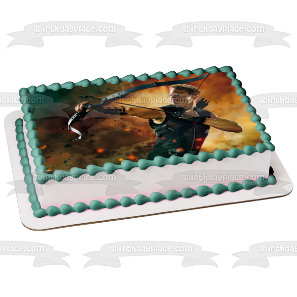 Hawkeye Clint Barton Shooting an Arrow Edible Cake Topper Image ABPID01000