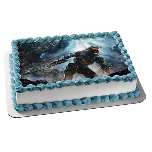 Microsoft Halo 4 First Person Shooter Edible Cake Topper Image ABPID04227