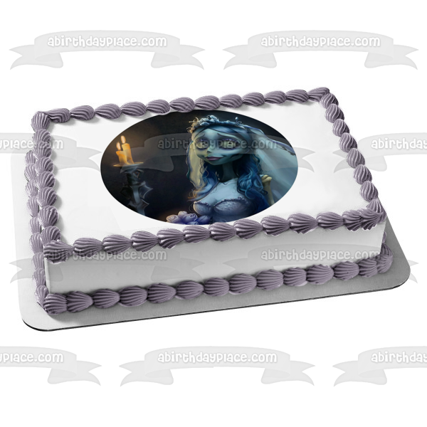 Corpse Bride Emily Candles Edible Cake Topper Image ABPID05070