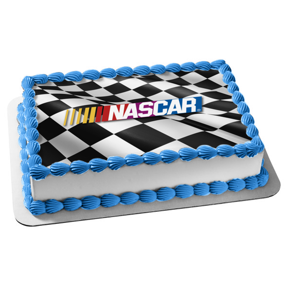 Nascar Logo Checker Background Edible Cake Topper Image ABPID51166