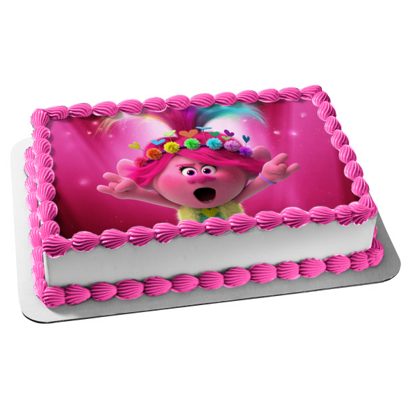 Trolls World Tour Queen Poppy Edible Cake Topper Image ABPID51320