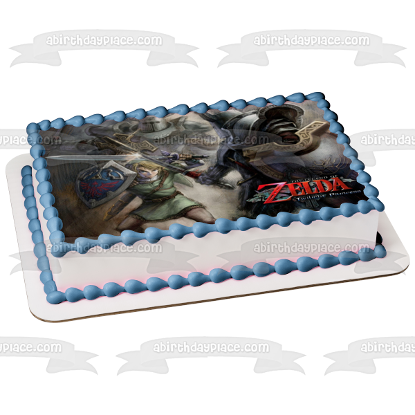 The Legend of Zelda Twilight Princess Link Sword and a Sheild Edible Cake Topper Image ABPID08165