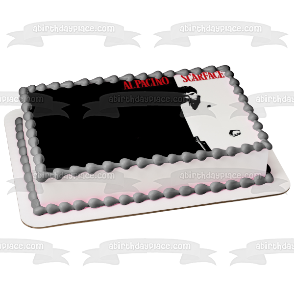 Scarface Al Pacino Tony Montana Black and White Edible Cake Topper Image ABPID27136