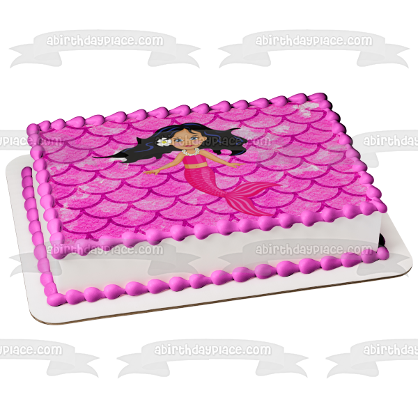 Mermaid Pink Scales Background Edible Cake Topper Image ABPID51075
