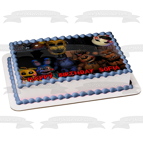 Personalized Five Nights at Freddy's Chica Bonnie Freddy Fazbear Edible Cake Topper Image ABPID51009