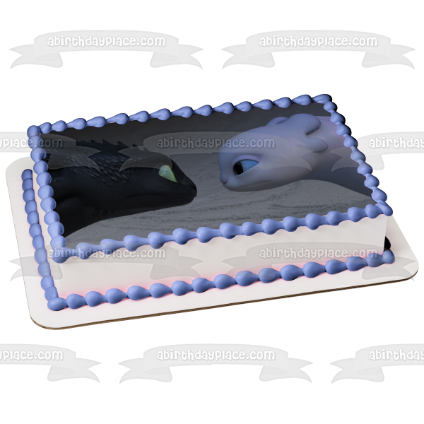 How to Train Your Dragon the Hidden World Toothless and Light Fury Edible Cake Topper Image ABPID00987